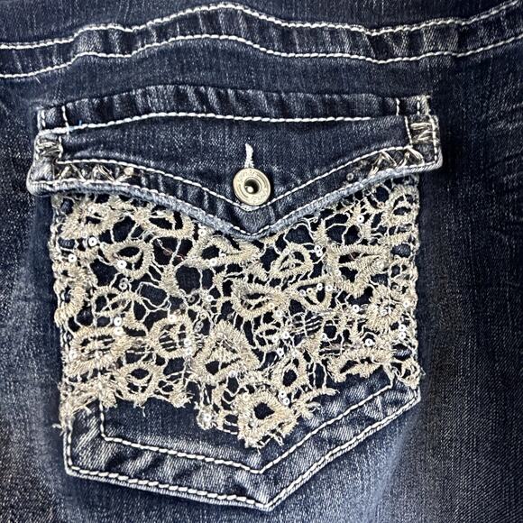 Short & Sexy Series Shorts women size 24 blue denim grunge  mom jean shorts - Picture 3 of 13